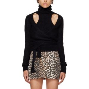 GANNI brushed cutout wrap top XS